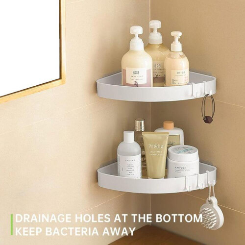 White shower caddy without drilling - Wall-mounted bathroom bracket without marks - Multifunctional storage rack - Support 1