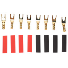 8 Paare Y-Spade-Stecker 4mm vergoldet 45 Gabel