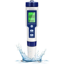 Elektronische pH-meter, 5-in-1 zwembadwatermeter met achtergrondverlichting, pH/TDS/EC/zoutgehalte/temperatuur met ATC