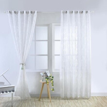 Conjunto de 2 cortinas translúcidas - Decoração para casa - 100 x 250 cm - Brancas