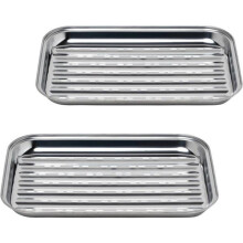 Set mit 2 Grillplatten – Gemüsekorb aus Edelstahl – Grillplatte für den Außenbereich – Zubehörschale