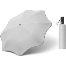Anti-perforation parasol with rounded corners, reflective strips, lightweight and UV resistant, structure entirely made of fiber