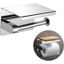 Toilet paper holder - toilet paper roll holder - with shelves - stainless steel - wall mounted -