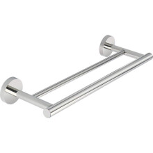 Toalheiro duplo 40x13,5cm em aço inoxidável prateado, para banheiro e cozinha, armazenamento prático.