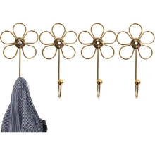 4er-Set Haken – Eisen – Goldimitat – 16 x 8,5 cm – Kleiderhaken – Schlüsselhaken – Wandhaken – Küchenhaken