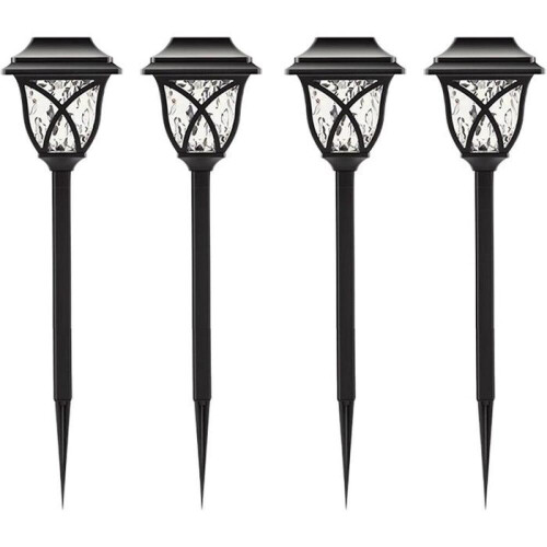 Solcellelamper - Sæt med 4 - Varmhvide LED'er - Solcellehavelamper - Solcellehavebelysning - Udendørsbelysning