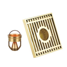 All-copper floor drain, odor-proof, style: K7002 gold, dual-purpose + magnetic suspension.