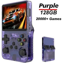Retro spelkonsol - R36S - Lila - 20 000 inbyggda spel - 3,5-tums IPS-skärm - 3500 mAh batteri