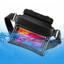 Bolsa impermeável para celular - PVC - Preta - Ideal para natação, caiaque e trilhas - Alça ajustável