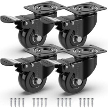Rodízios de 50 mm com freio, rodízios giratórios para móveis/transporte, rodízios reforçados com capacidade de carga total de 300 kg, conjun