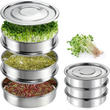 Germination Tray - Growing Tray - Seedling Tray - Set of 3 Stackable Stainless Steel Germination Trays