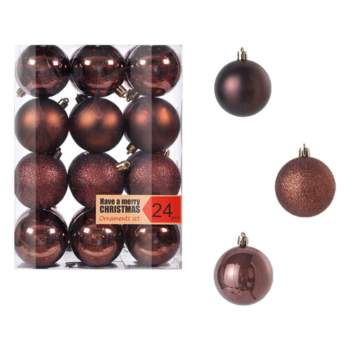Christmas Tree Ornaments Balls Brown 24PC 1