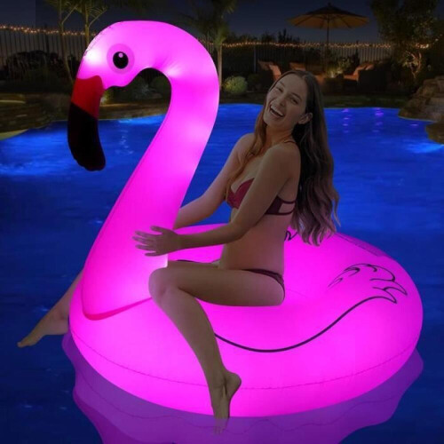 Flamingo Pool Mud - Oppblåsbar flytering - Solcellelys - PVC - Voksen