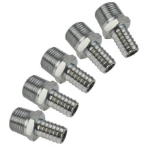 3/8" BSP-kierre letkulle, 3/8" joustava letku-/ilmaliitin, 5 kpl FT036