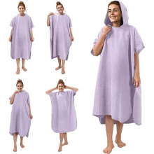 Poncho de banho - Roupão de banho com capuz e mangas curtas em microfibra para adultos, unissex - Ideal para esportes aquáticos após o banho