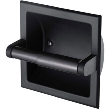 Suporte para papel higiênico integrado - Preto - Aço inoxidável - Para banheiro - 15,5 x 15,5 x 4,8 cm - Parafusos inclusos -