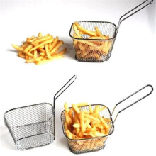8-delige set mini ronde individuele frietmandjes van roestvrij staal, serveerschaaltjes voor friet, ideaal voor in de keuken CWK2