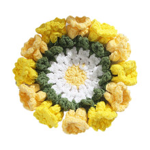 Hand-Knitted Lily of the Valley Coaster Yellow 1 Pc