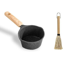 Maifanstone Black Barbecue Pot and Brush Set, Versatile Grill Accessories