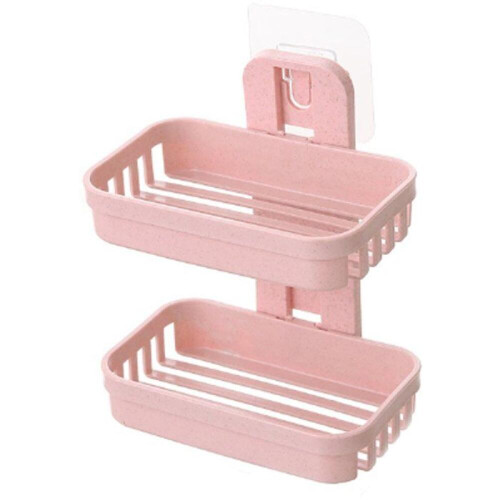 Διπλή σαπουνοθήκη 15,5x13x8cm PP Rose, Δεν απαιτείται τρύπημα, Φορητή, Αποχέτευσ