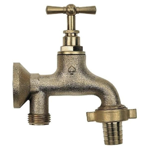 Βρύση τοίχου - Watts Industries - M 1/2" - M 3/4" - Βουρτσισμένος ορείχαλκος - Σύνδεση στο