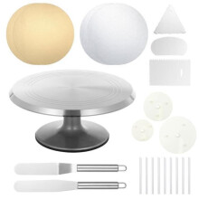 Gebäckdrehteller-Set aus Aluminiumlegierung mit Tortenplatten und Backutensilien zum Dekorieren von Torten