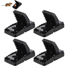 Set mit 4 Kunststoff-Mausefallen, professionelle Mausefalle, Sicherheits-Mausefalle, leistungsstarke und effektive Mausefalle