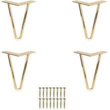 Furniture Legs - Set of 4 - 15 cm - Table Legs - Furniture Legs - Iron - Gold - Screws and Protective Pads Included - Ideal