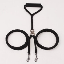 Professional Goods/Double Dog Leash for Two Dogs, Puppy, Anti-Tangle, Braided Rope/Black