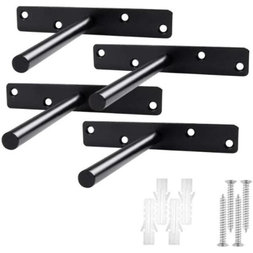 Invisible shelf bracket - Not specified - 4 pieces - Black - Metal - Easy assembly