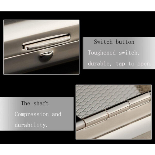 Cigarette Case Holds 16 Cigarettes, Glossy Silver Metal Slim Pocket Holder 2