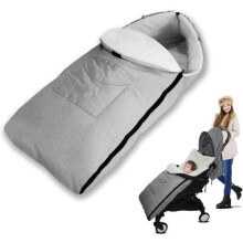 Barnvagnskudde, vinteråkpåse för baby, universal termofilt för barnvagn (grå)