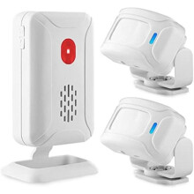 Campainha com sensor de movimento, campainha sem fio, sistema de alarme residencial, kit com 2 sensores e 1 receptor.