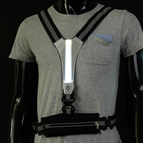 Chaleco reflectante LED para correr con carga USB y riñonera. 2