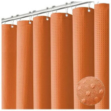 Cortina de chuveiro impermeável XJYDNCG 180x200cm - Tecido de poliéster - com 12 ganchos - Laranja
