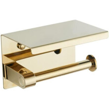 Porta-papel higiênico - aço inoxidável 304 - 14,3 x 9,5 x 10 cm - Dourado - Montagem na parede