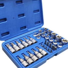 Arebos Torx-dopsleutelset | 34-delig | met moeren | Staal en chroomvanadium | Binnenzijde | Buitenzijde | E-profiel en T-profiel [293]