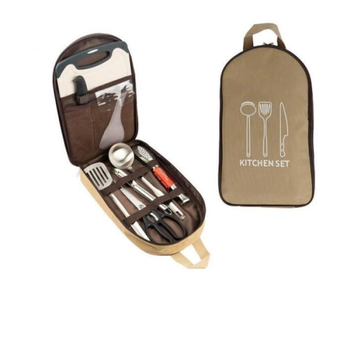 Camping Cookware Set - 8 Pieces - Stainless Steel - Mixed