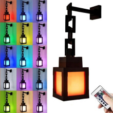 Luminária Noturna Pixelada em Formato de Lanterna, Luminária de Parede LED com 16 Cores, Luzes Pixeladas Coloridas, com Controle Remoto Reca
