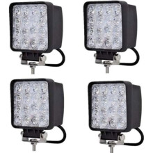 Conjunto de 4 Faróis de Trabalho LED Quadrados WISDOM de 48W, Ângulo de Feixe de 60, DC 12V-24V, para Quadriciclos, Caminhões, Barcos, Tra