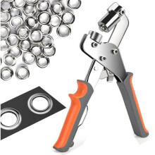 Professional Eyelet Pliers with 300 10mm Eyelets, Magnetic Punch, Carbon Steel