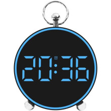 Minimalist electronic alarm clock - LED clock - Bedside clock - Blue - 15 x 4 x 11.2 cm