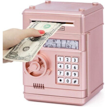 Sparschwein, kindersicheres Kombinations-Sparschwein, Geldautomaten-Sparschwein, kindersicher, Geburtstagsgeschenk, Roségold