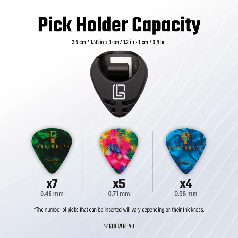 Guitar Lab Guitar Pick Holder With Adhesive Backing & 10 Celluloid Gui