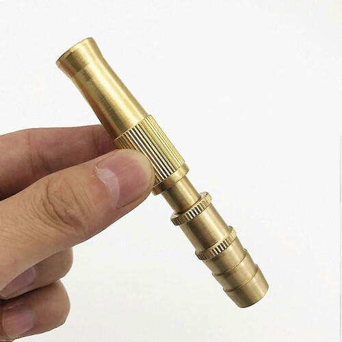 Brass Hose Nozzle 1/2 Inch Adjustable with Multiple Spray Patterns for Garden & Cleaning 1