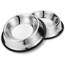 2 kpl ruostumattomasta teräksestä valmistettuja koirankulhoja liukumattomalla kumipohjalla, kumipohja, halkaisija 22,5 cm * korkeus 5,2 cm
