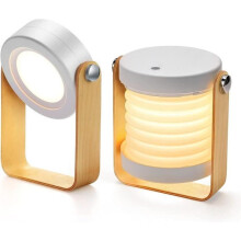 Dimmbare Touch-Nachttischlampe, 360 drehbarer Holzgriff mit einstellbarer Helligkeit, tragbar, zum Aufladen
