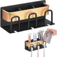 Suporte de parede para escova de dentes - Banheiro - Suspenso - Prateleira - Armazenamento - Suporte - Espaço em alumínio - 20 x 7,5 x 7,7 c