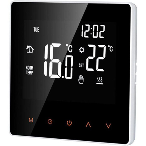 Termostato digitale 16A - Schermo LCD - Touchscreen - Programmabile - Per casa, scuola, ufficio, hotel, bianco
