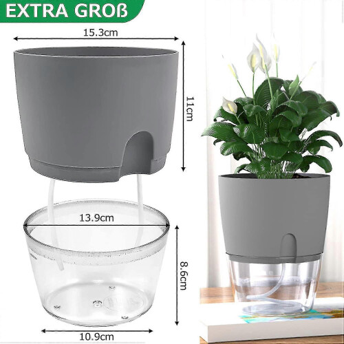 Herb Pot Kitchen Set of 3, Self-Watering Windowsill Planter with Automatic Irrigation System, Grey 1